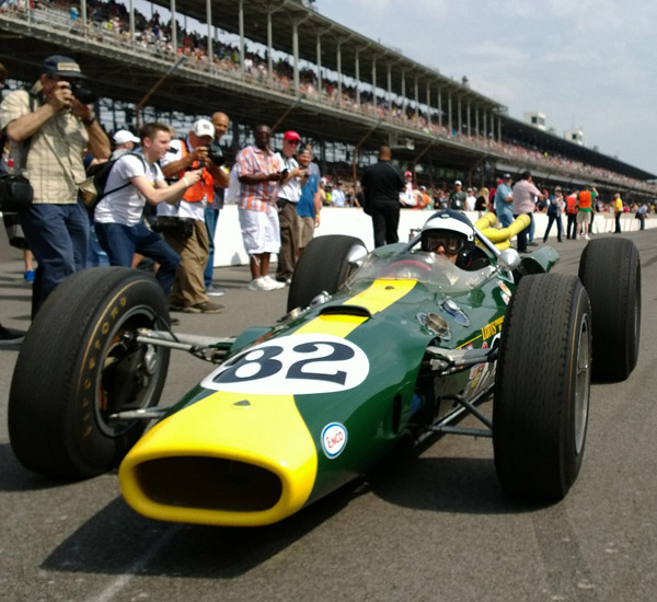 Dario parades Lotus 38 at Indy 500